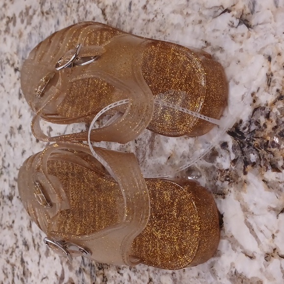 COACH Jelly PVC Gold Glitter Flat Fisherman Sandals Sizes 8 NEW - Picture 12 of 14